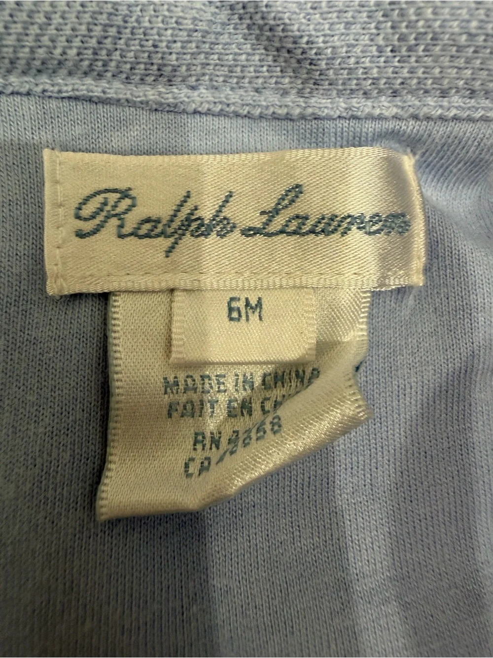 Ralph Lauren Baby Girl One Piece Blue Ruffle Embroided Logo Size 6 Month